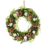 National Tree Company 18 in. Spring Wreath with Assorted Flower Blooms, Roses, Seed Pods, Flowing Green Stems