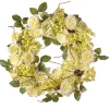 National Tree Company 20 in. Spring Wreath with Cream Rose Blooms, Branches, Leafy Greens