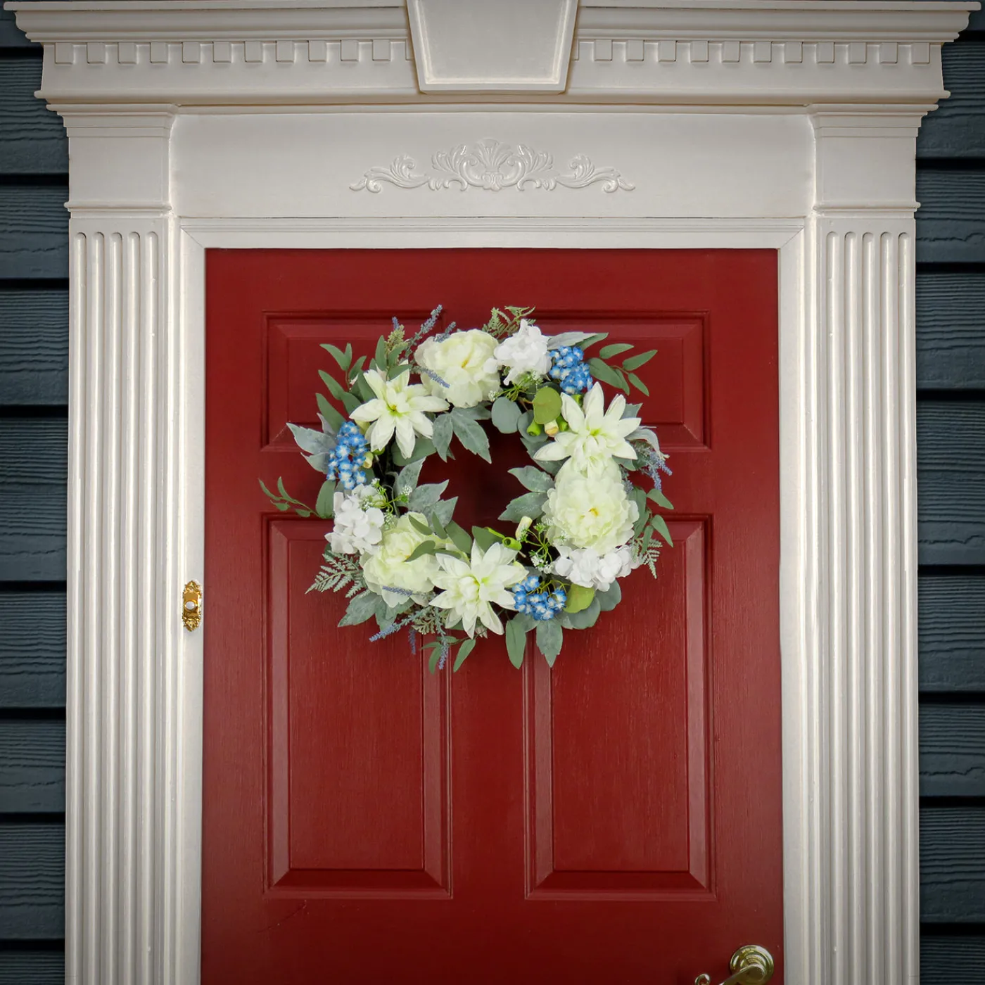 National Tree Company 24 in. Spring Wreath with Dahlia, Peony, and Hydrangea Blooms