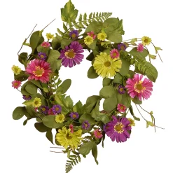 National Tree Company 22 in. Spring Wreath with Dasiy Blooms, Leafy Greens