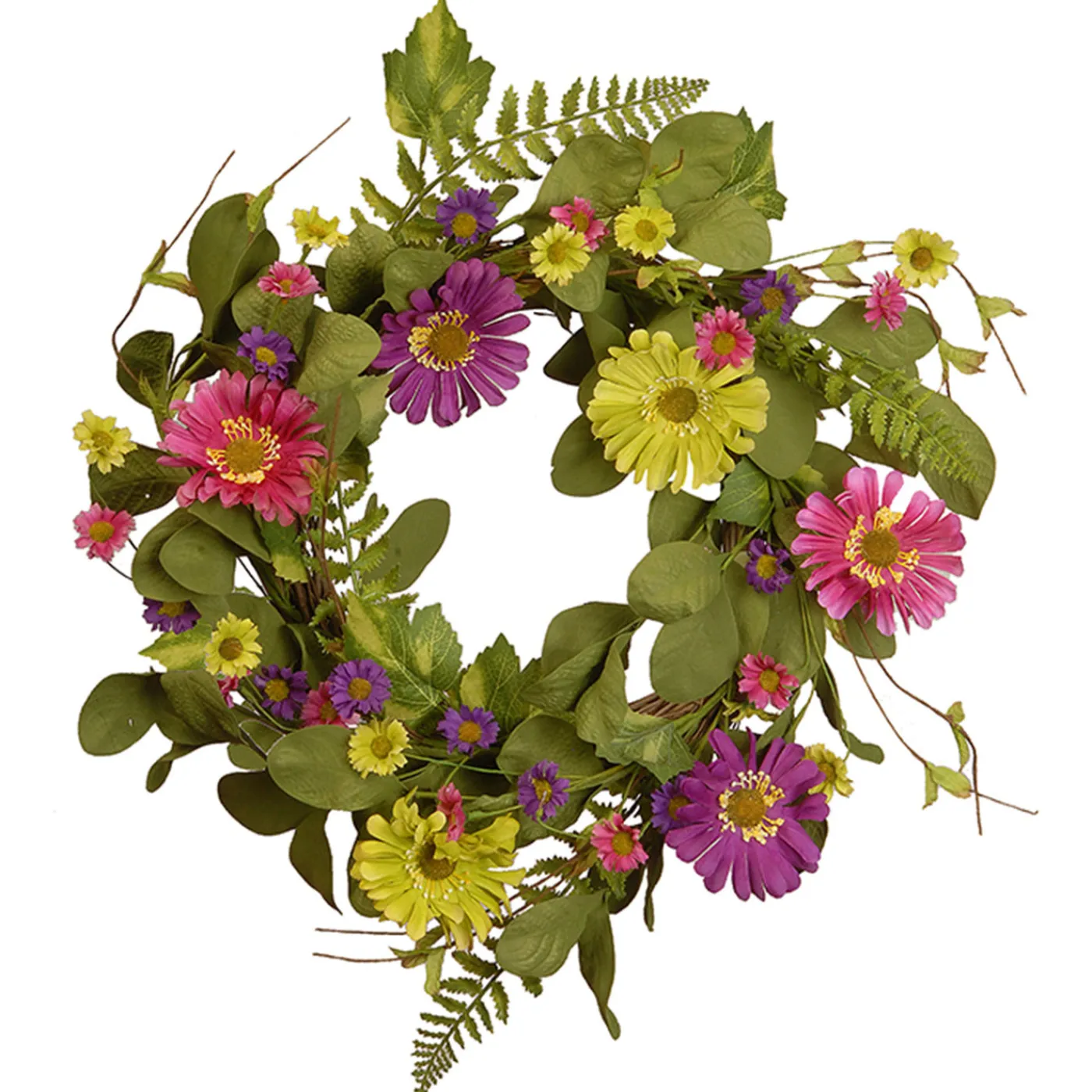 National Tree Company 22 in. Spring Wreath with Dasiy Blooms, Leafy Greens
