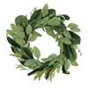 National Tree Company 22 in. Spring Wreath with Eucalyptus Leaves, Magnolia Blooms, Flowing Green Stems