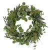 National Tree Company 22 in. Spring Wreath with Eucalyptus Leaves, Baby's Breath, Flowing Green Stems