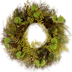 National Tree Company 24 in. Spring Wreath with Fern Leaves, Lavender, Leafy Greens