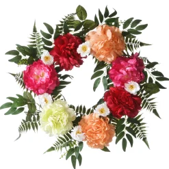 National Tree Company 22 in. Spring Wreath with Flower Blooms, Leafy Greens