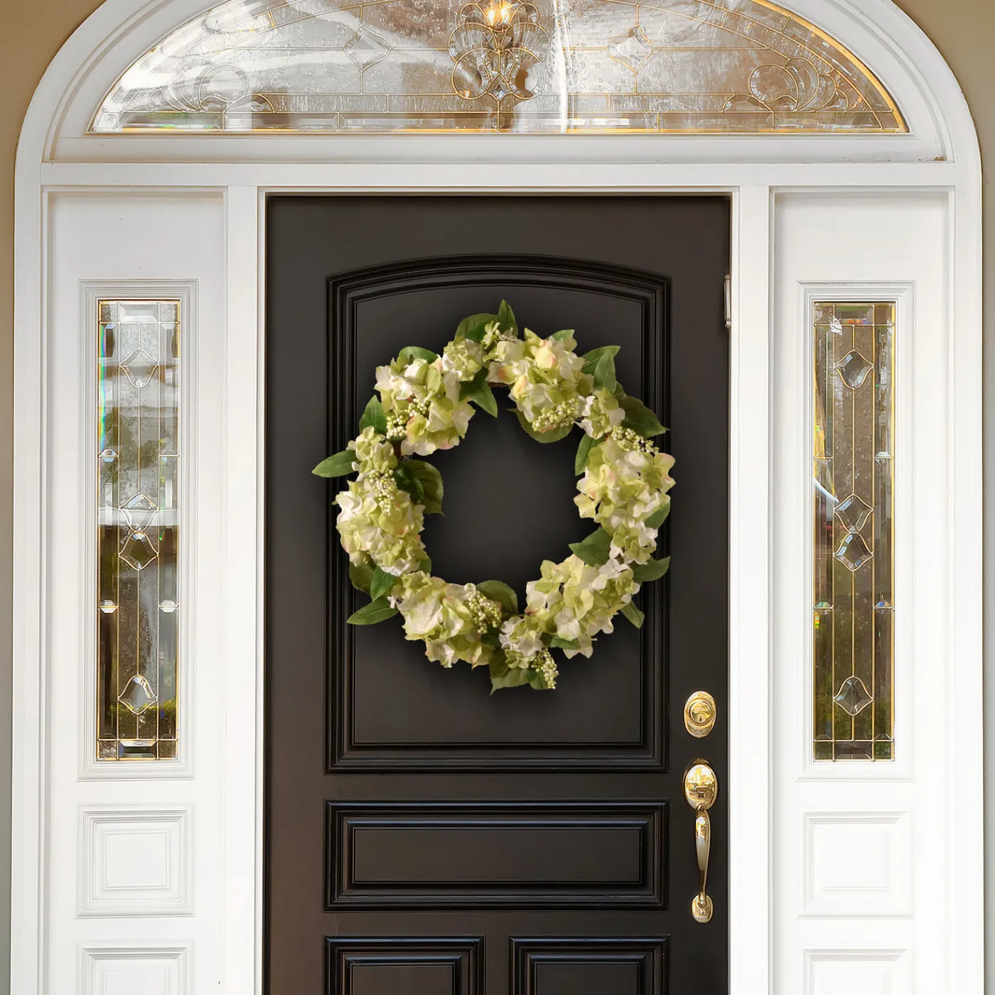 National Tree Company 24 in. Spring Wreath with Hydrangea Blooms, Berry Clusters, Leafy Greens