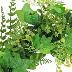 National Tree Company 24 in. Spring Wreath with Ivy, Fern Leaves, Seed Pods, and Flowing Green Stems