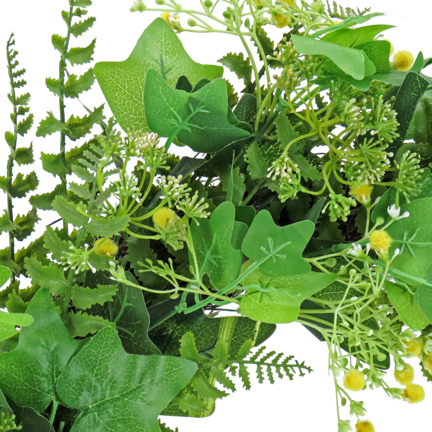 National Tree Company 24 in. Spring Wreath with Ivy, Fern Leaves, Seed Pods, and Flowing Green Stems