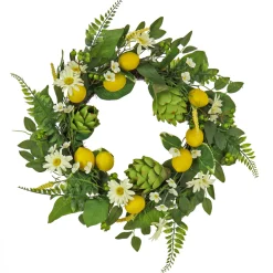 National Tree Company 22 in. Spring Wreath with Lemons, Artichokes, Daisy Blooms, Leafy Greens