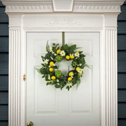 National Tree Company 22 in. Spring Wreath with Lemons, Artichokes, Daisy Blooms, Leafy Greens