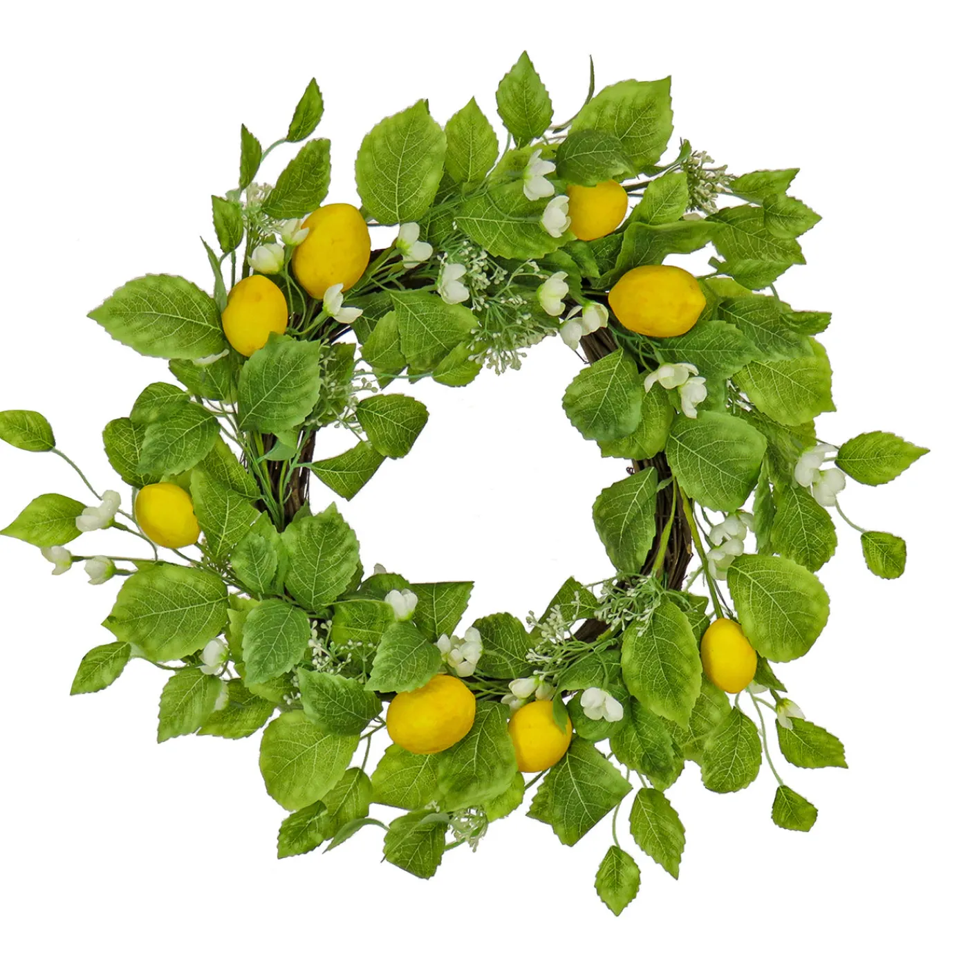National Tree Company 22 in. Spring Wreath with Lemons, Flower Blooms, Leafy Greens