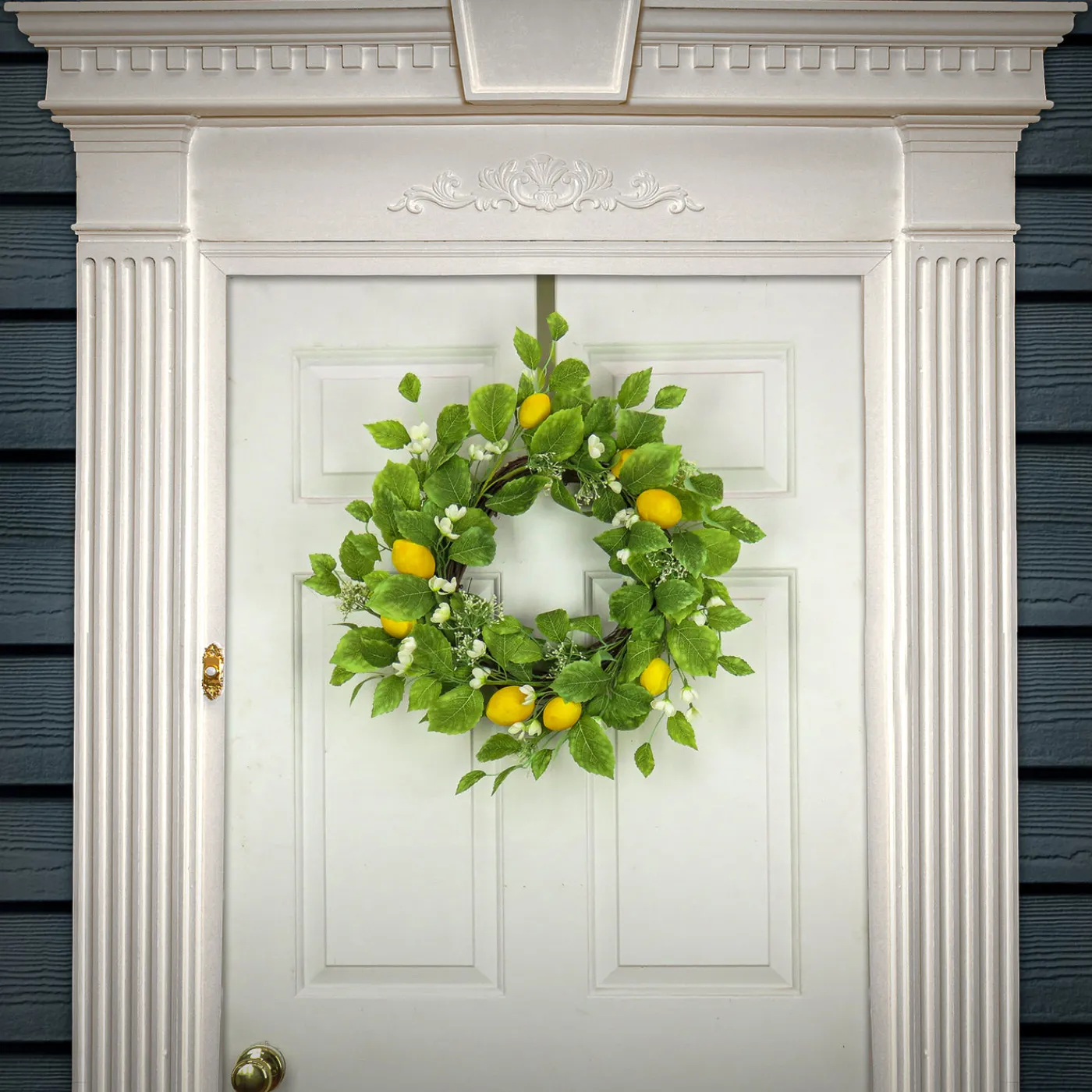 National Tree Company 22 in. Spring Wreath with Lemons, Flower Blooms, Leafy Greens