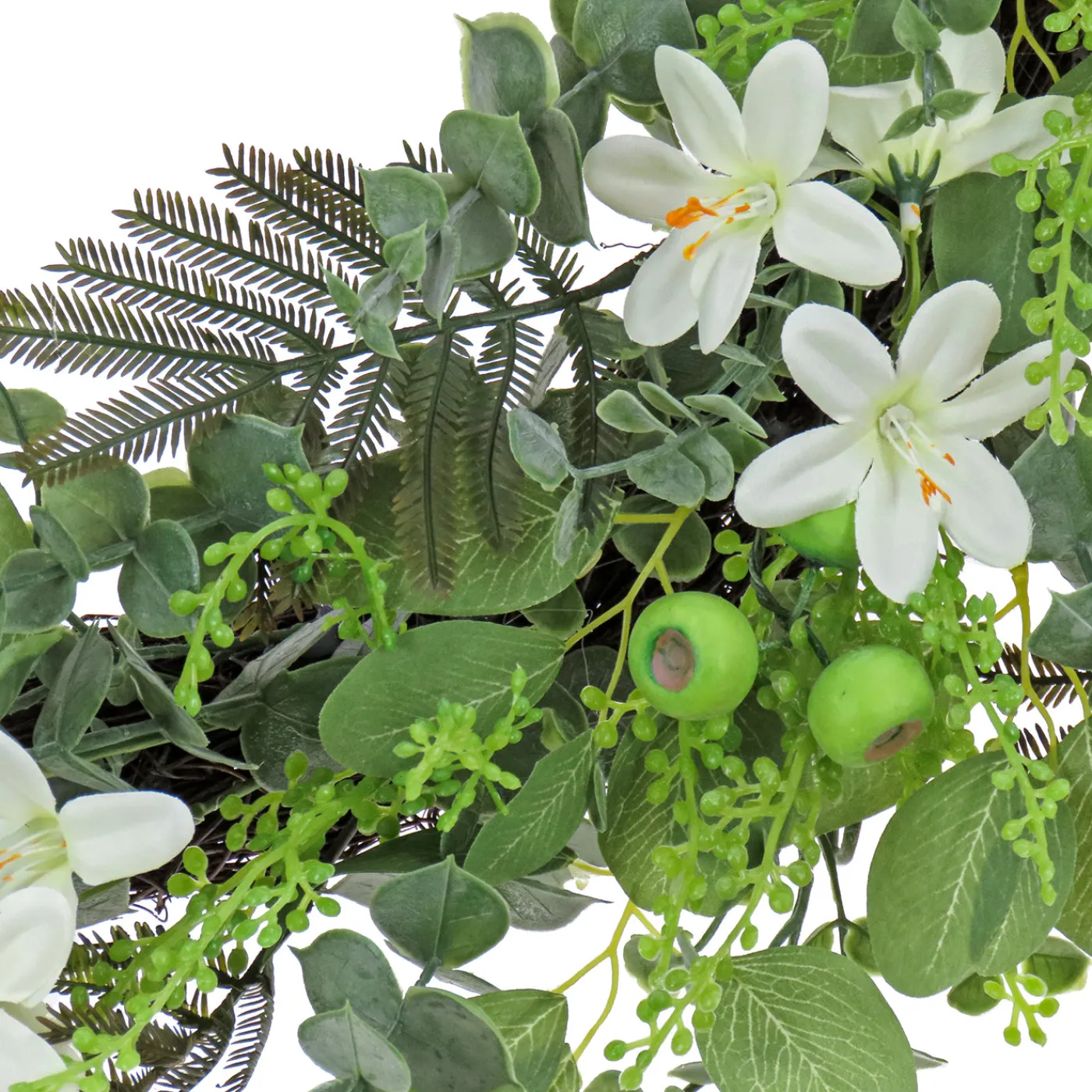 National Tree Company 24 in. Spring Wreath with Mixed Flower Blooms and Flowing Green Stems
