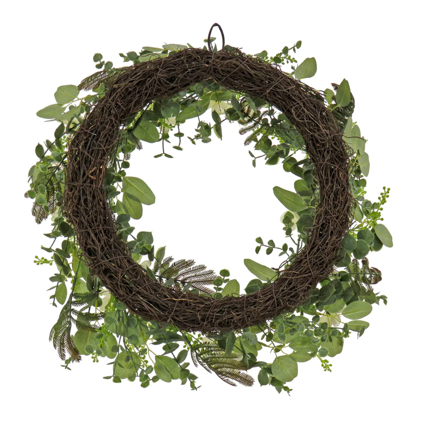 National Tree Company 24 in. Spring Wreath with Mixed Flower Blooms and Flowing Green Stems