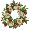 National Tree Company 22 in. Spring Wreath with Peony Flowers, Raspberries, and Leafy Greens