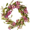 National Tree Company 20 in. Spring Wreath with Purple Daisy Blooms, Lavender Flowers, and Leafy Greens