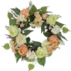 National Tree Company 24 in. Spring Wreath with Rose and Peony Flower Blooms, Leafy Greens