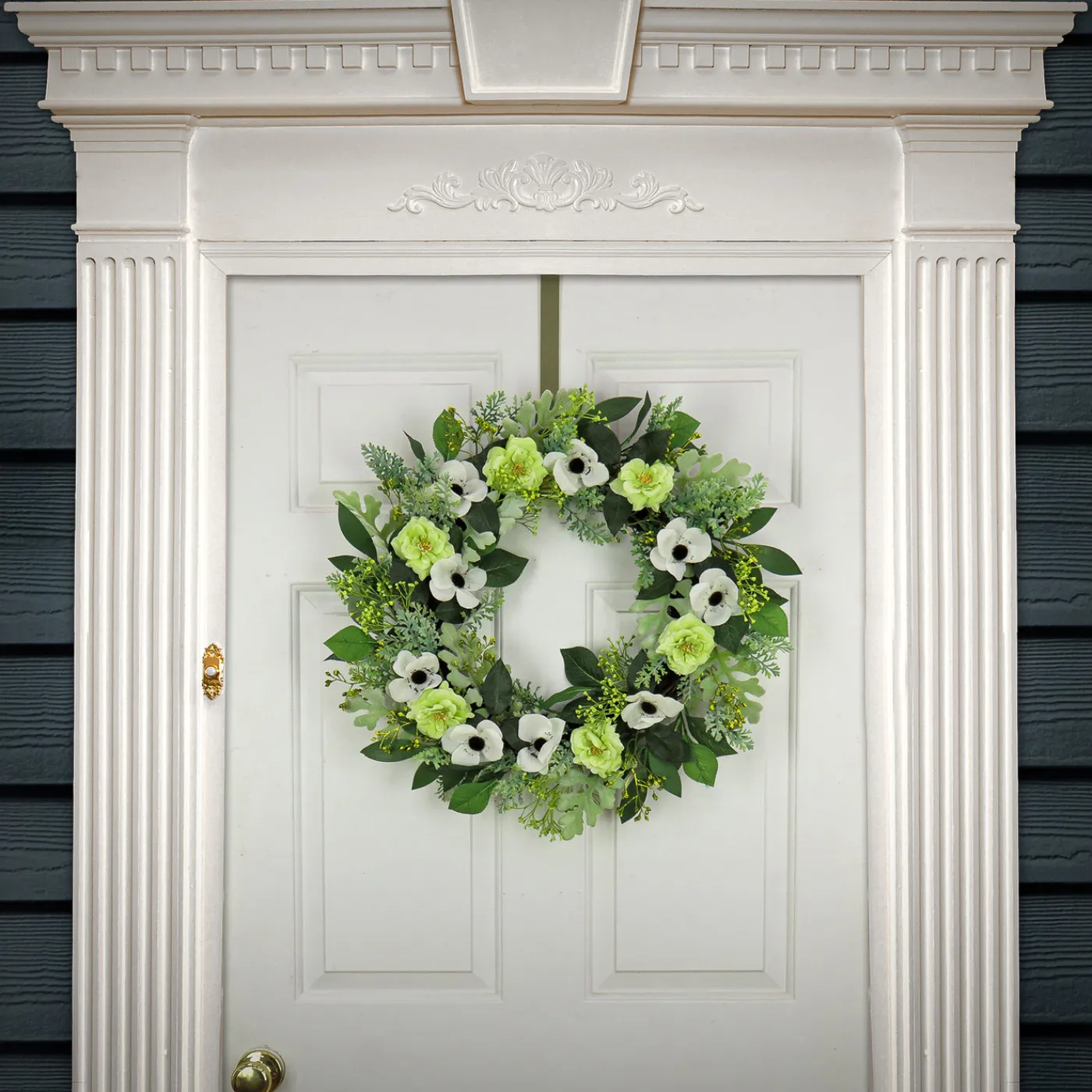 National Tree Company 24 in. Spring Wreath with Rose and Anemone Blooms