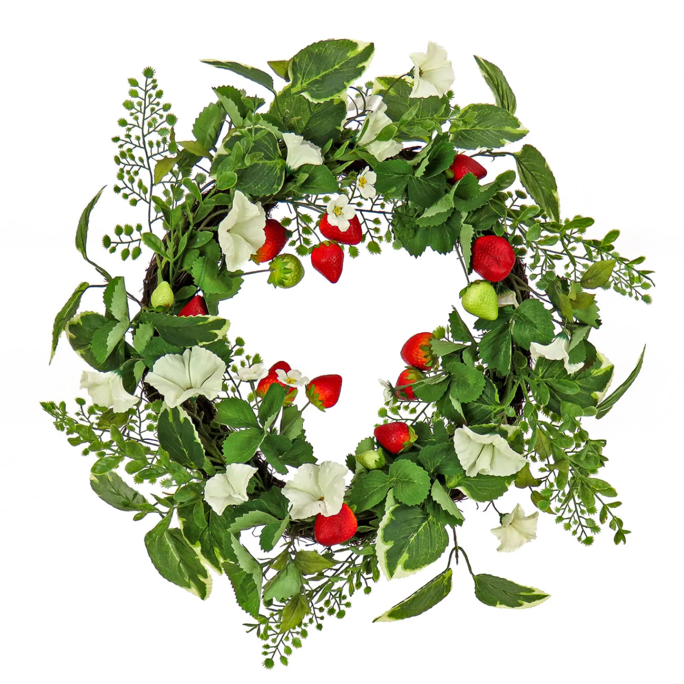National Tree Company 22 in. Spring Wreath with Strawberries, Petunia Blooms, and Leafy Greens