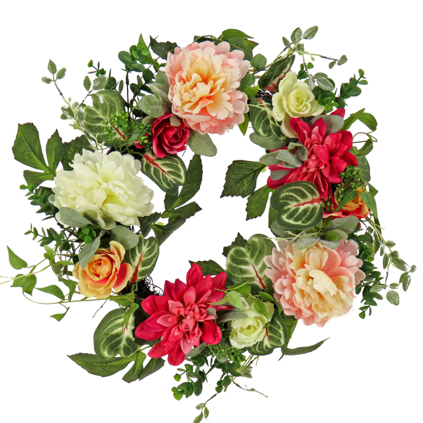 National Tree Company 22 in. Spring Wreath with Tulip, Poppy, and Buttercup Blooms
