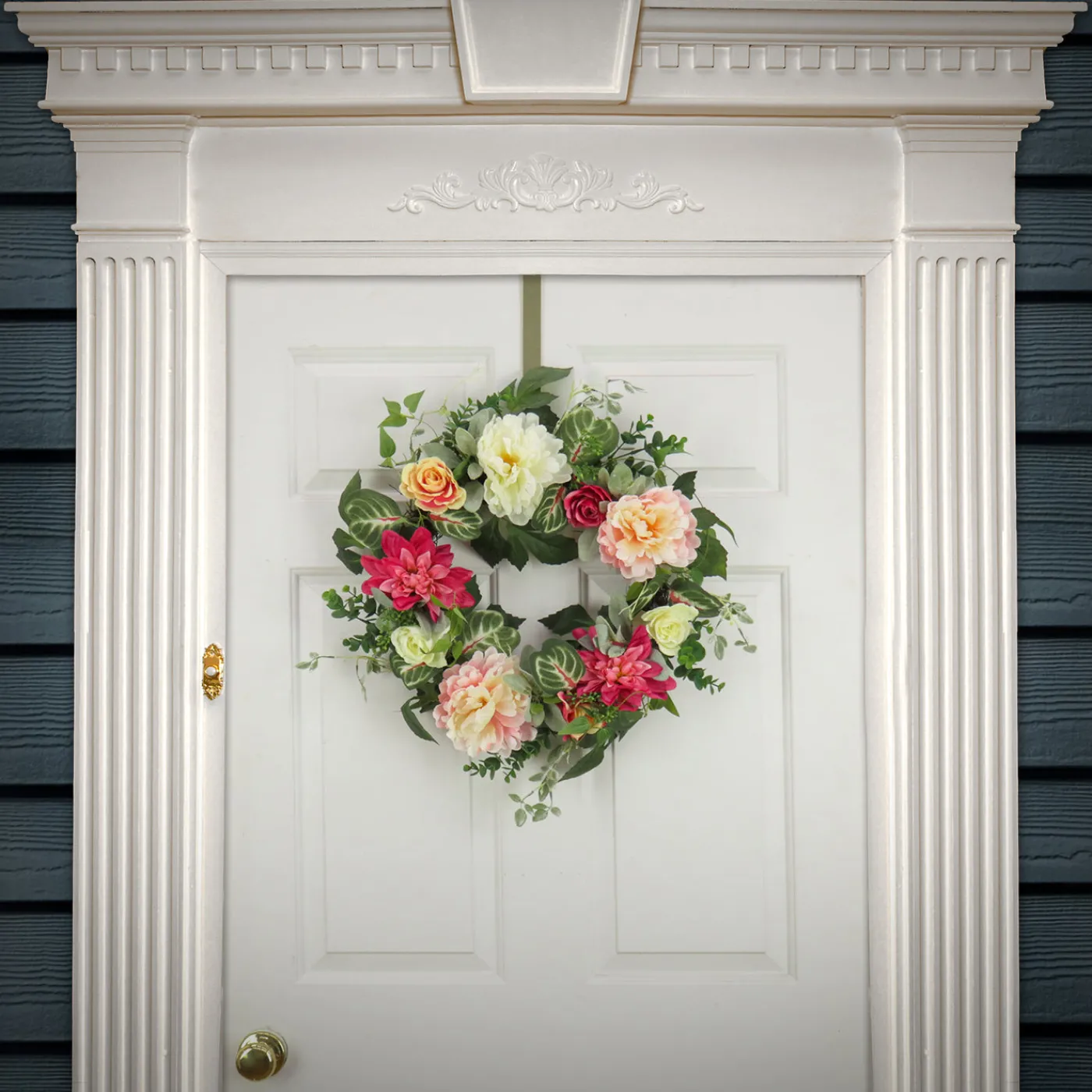 National Tree Company 22 in. Spring Wreath with Tulip, Poppy, and Buttercup Blooms