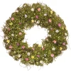 National Tree Company 19 in. Spring Wreath with Yellow, White, Pink and Blue Flower Blooms, Green Ivy, Berries