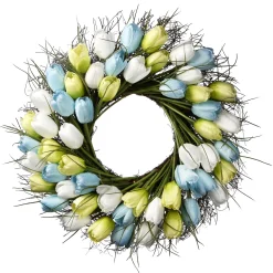 National Tree Company 22 in. Spring Wreath with Yellow, Blue and White Tulips