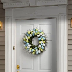 National Tree Company 22 in. Spring Wreath with Yellow, Blue and White Tulips