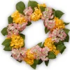 National Tree Company 24 in. Spring Yellow and Pink Hydrangea Wreath
