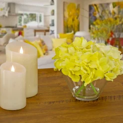 National Tree Company 8 in. Spring Yellow Hydrangea Bouquet in Glass Vase