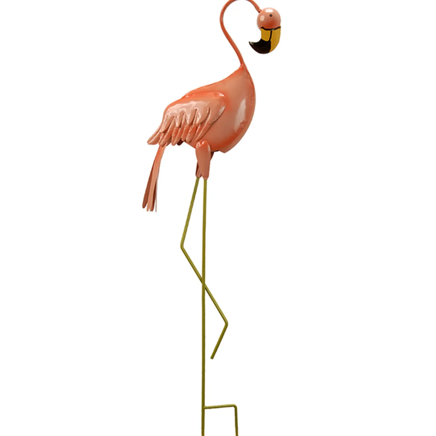 National Tree Company 33 in. Standing Peach Flamingo Metal Lawn Decoration