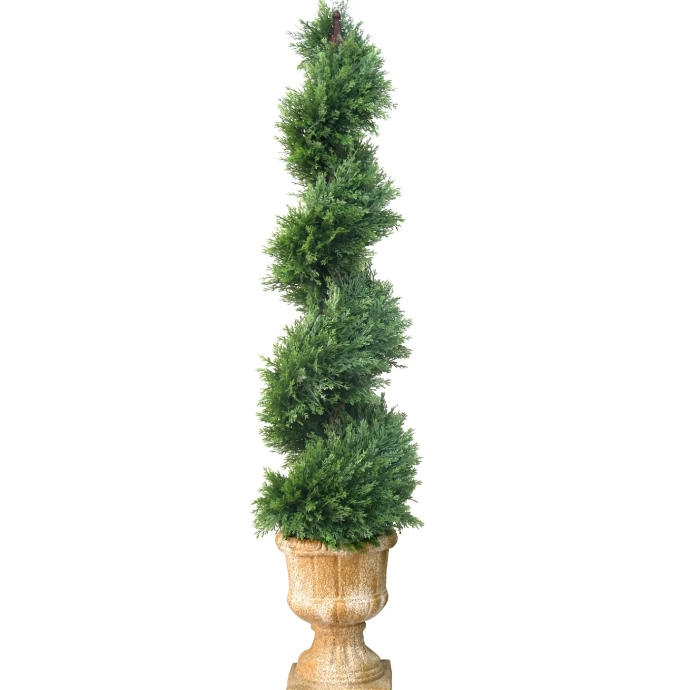 National Tree Company 54 in. Upright Juniper Slim Spiral Topiary Tree in a Decorative Urn