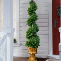 National Tree Company 54 in. Upright Juniper Slim Spiral Topiary Tree in a Decorative Urn