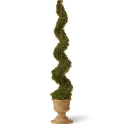 National Tree Company 60 in. Upright Juniper Spiral Topiary Tree in a Decorative Urn
