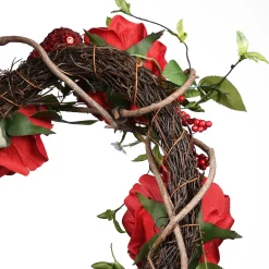 National Tree Company 20 in. Valentine's Floral Heart Red Roses Wreath