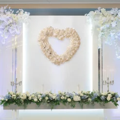 National Tree Company 20 in. Valentine's Floral Heart White Roses Wreath