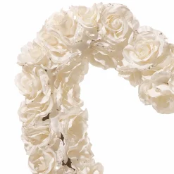 National Tree Company 20 in. Valentine's Floral Heart White Roses Wreath