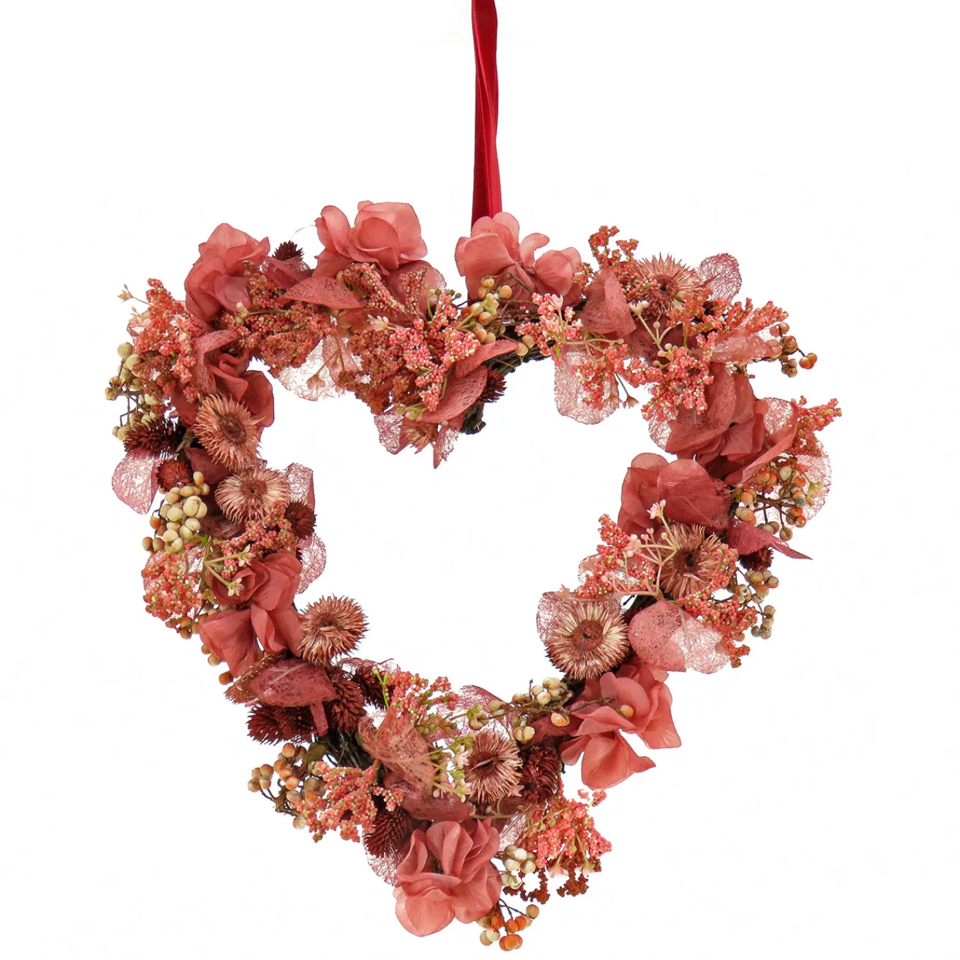 National Tree Company 16 in. Valentine's Flower Blooms Floral Heart Wreath