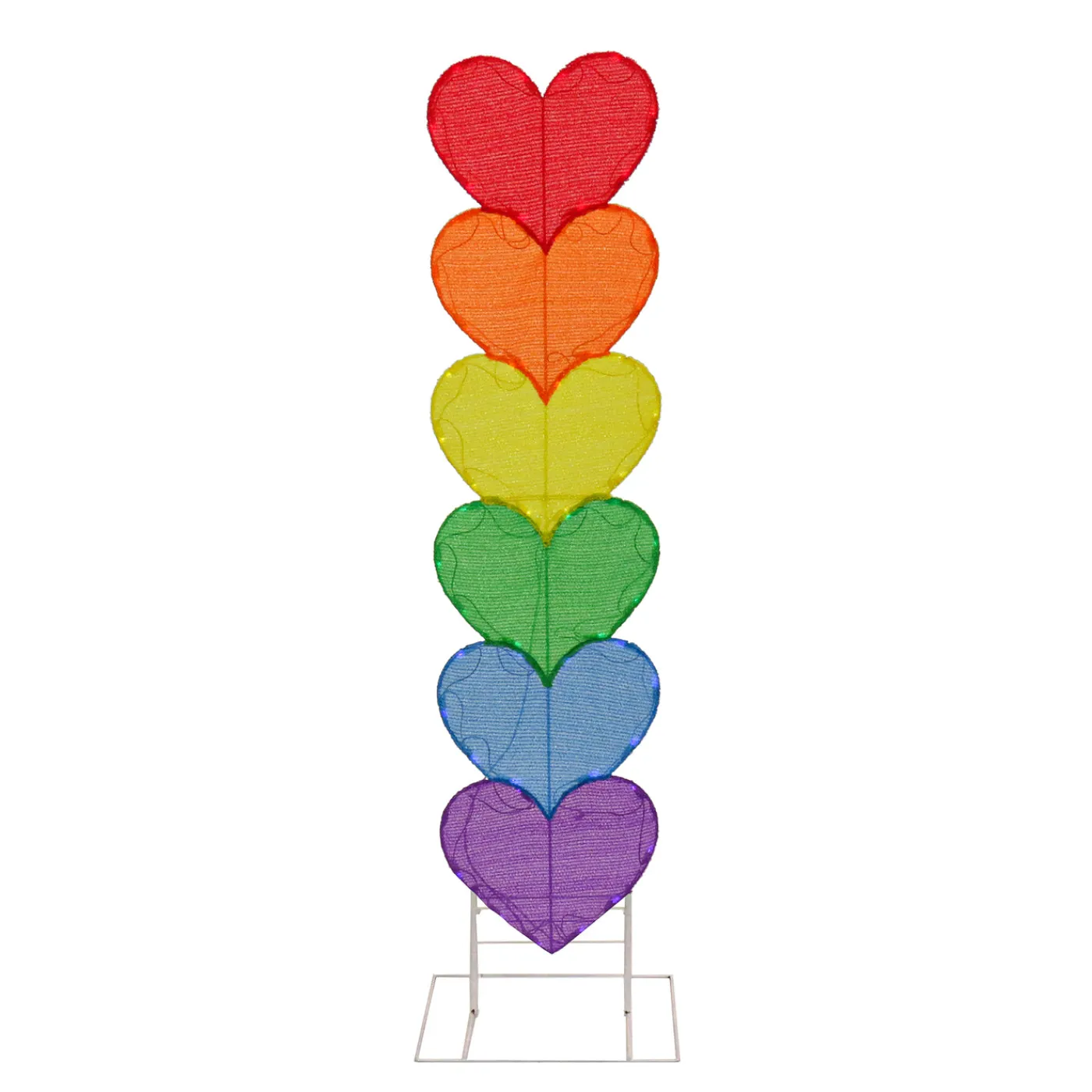 National Tree Company 63 in. Valentine's Stacked Rainbow Hearts Decoration with LED Lights