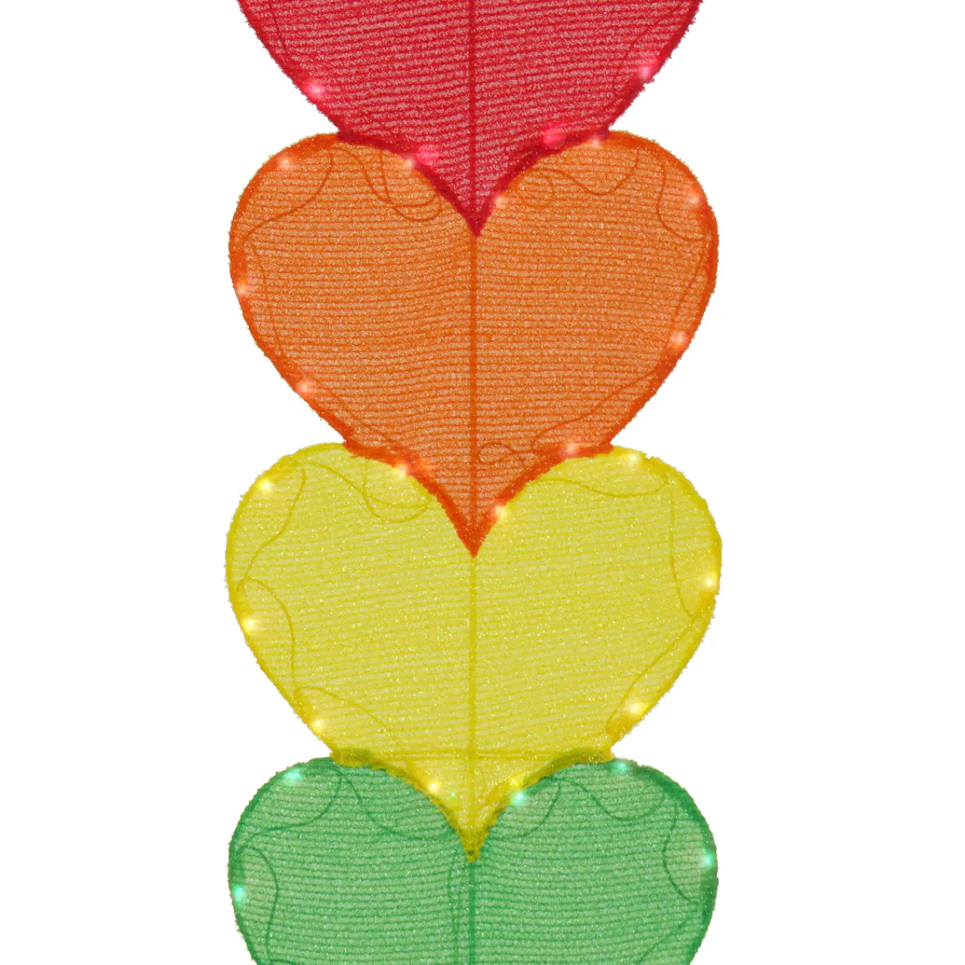 National Tree Company 63 in. Valentine's Stacked Rainbow Hearts Decoration with LED Lights