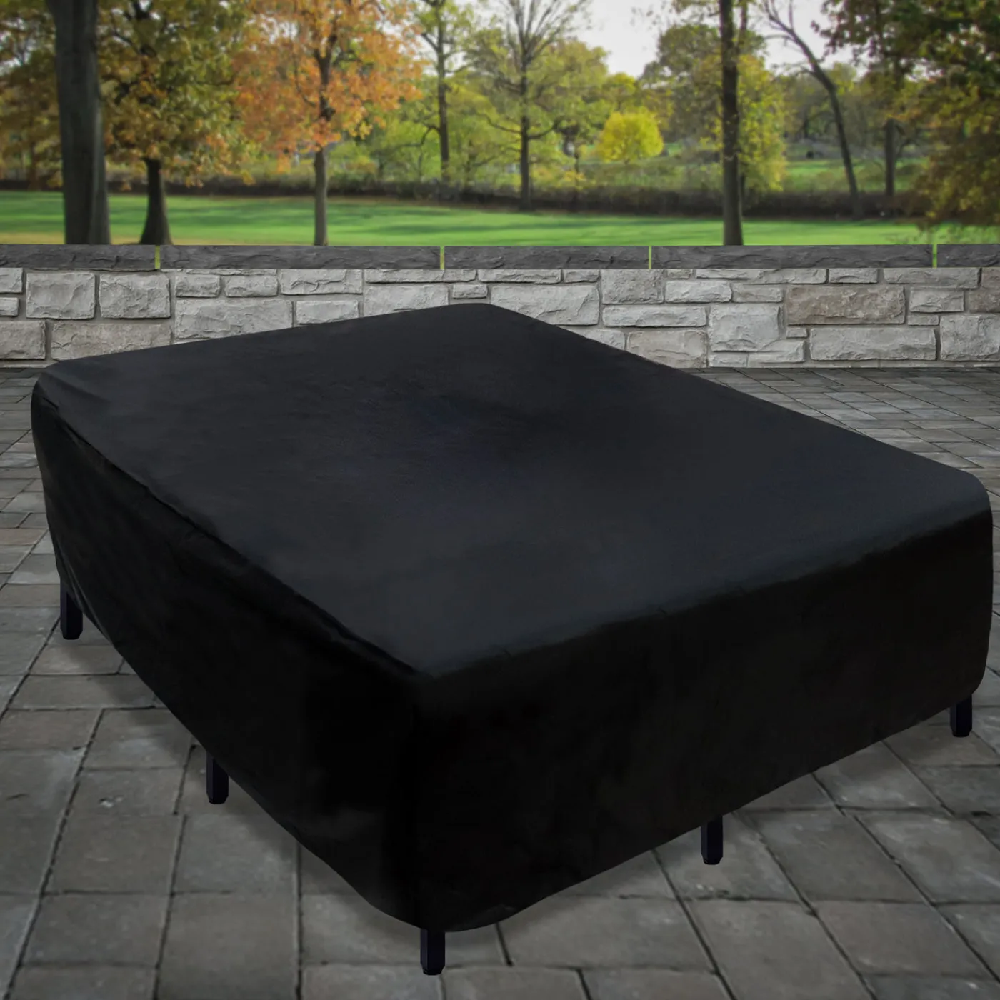National Tree Company 76 in. Waterproof Patio Furniture Cover with Rope and Metal Buckles