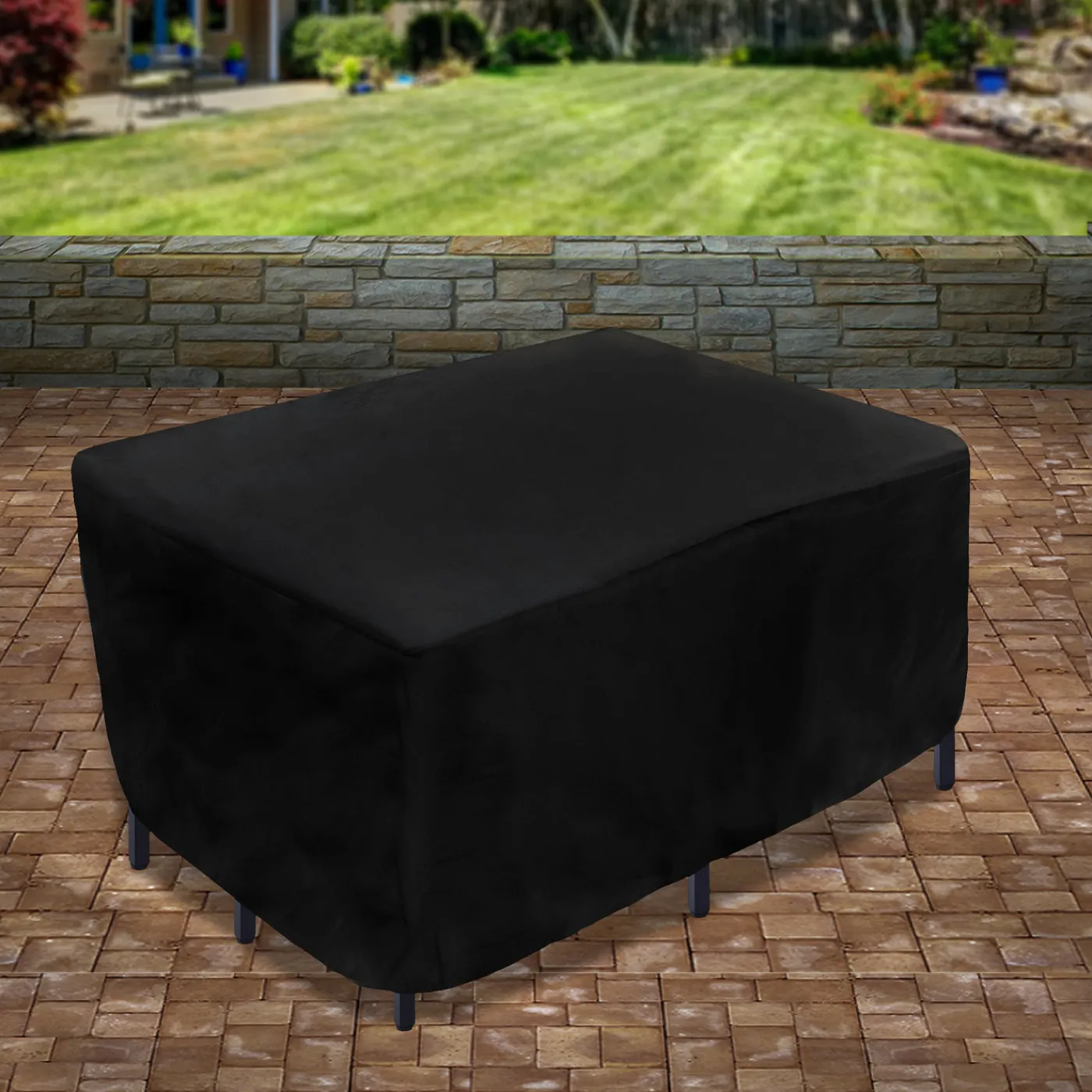 National Tree Company 74 in. Waterproof Patio Furniture Cover with Rope and Metal Buckles