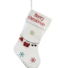 National Tree Company 18 in. White Merry Christmas Stocking with Snowflakes