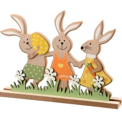 National Tree Company 9 in. Wooden Rabbit Trio Table Decoration