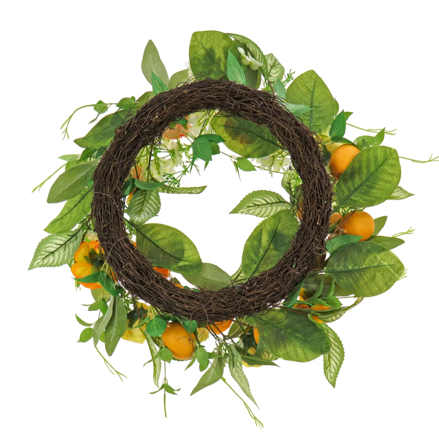 National Tree Company 24 in.Spring Wreath with Lemons, Hydrangeas, and Buttercups