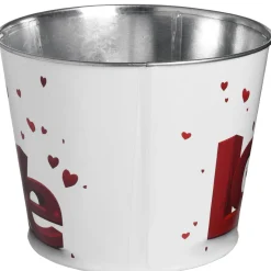 National Tree Company 2 Piece Valentine's 'LOVE' Tin Pots Decorated with Red Hearts