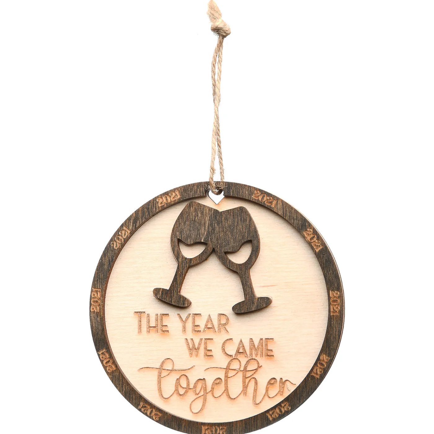 National Tree Company 2021 "The Year We Came Together" Wood Christmas Ornament with Hanging Loop, 3 in