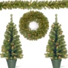 National Tree Company Evergreen Assortment with 2 Entrance Trees, 1 Wreath, 1 Garland