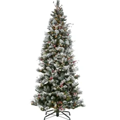 National Tree Company 9ft. Pre-Lit Snowy Bedford Pine Hinged Tree with PowerConnect Clear Lights