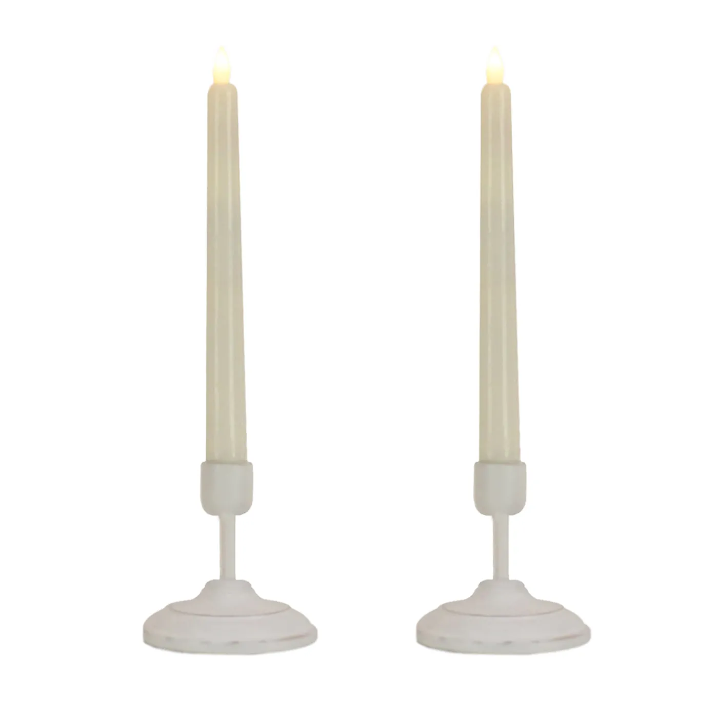 National Tree Company HGTV Home Collection Flameless Heritage Candle Pair, White Base